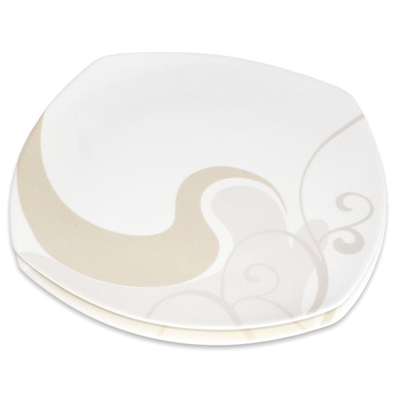 Richard Ginori Bone China Dinner Plates Set of 2 White / Beige Tan Swirl Scroll - Picture 1 of 3